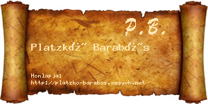 Platzkó Barabás névjegykártya